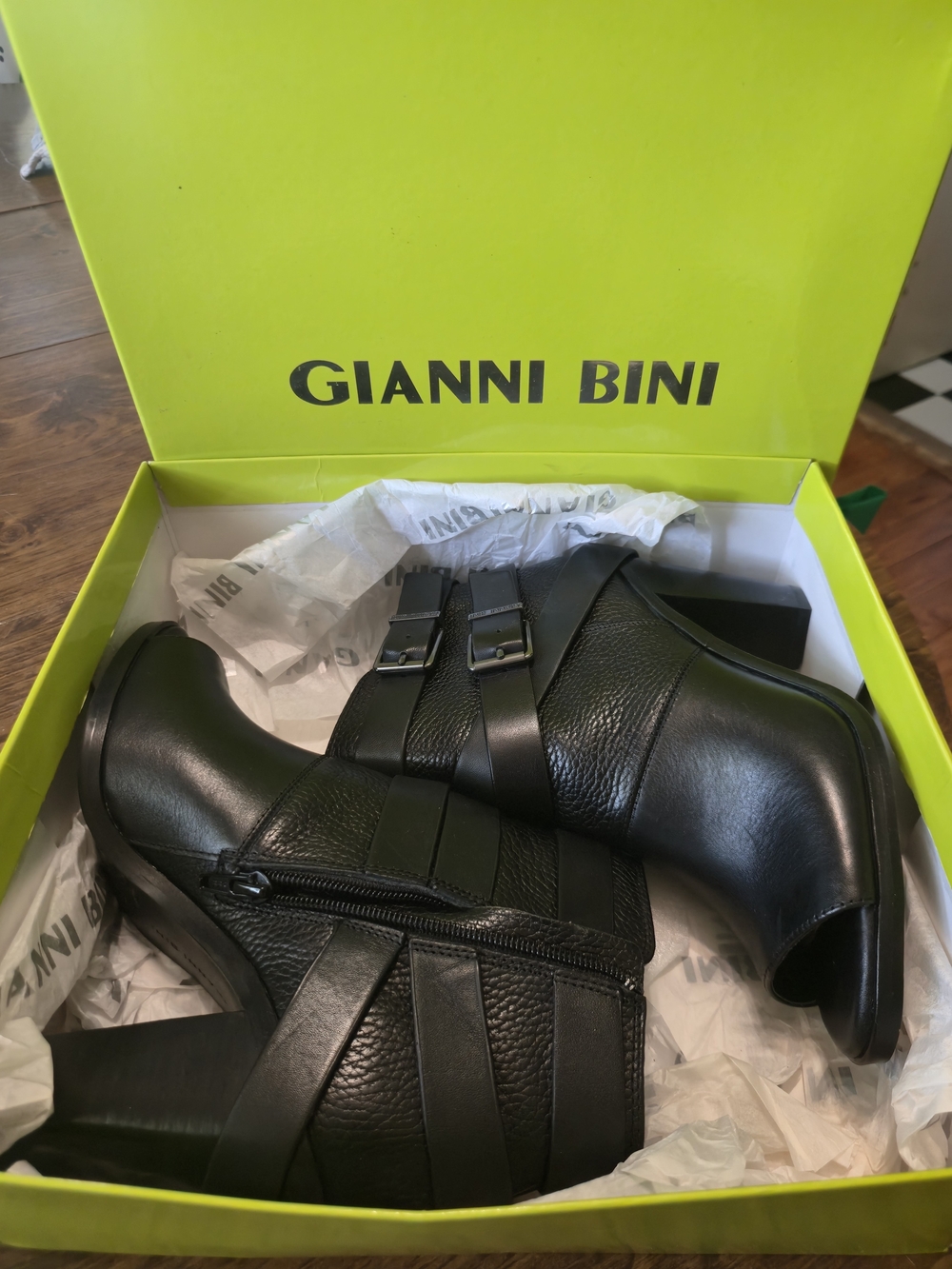 Gianni Bini Women's Black Leather Ankle Boot